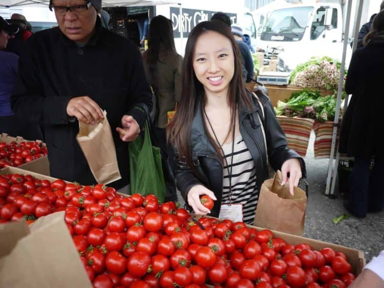 picking dry farmed tomatoes san francisco ferry building
