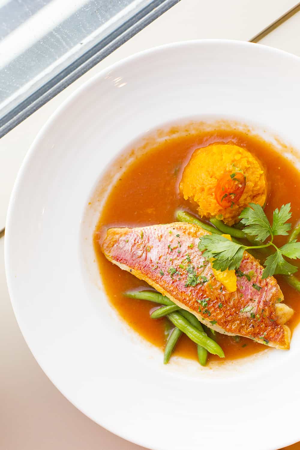 Grilled Red Snapper with Gazpacho Juic