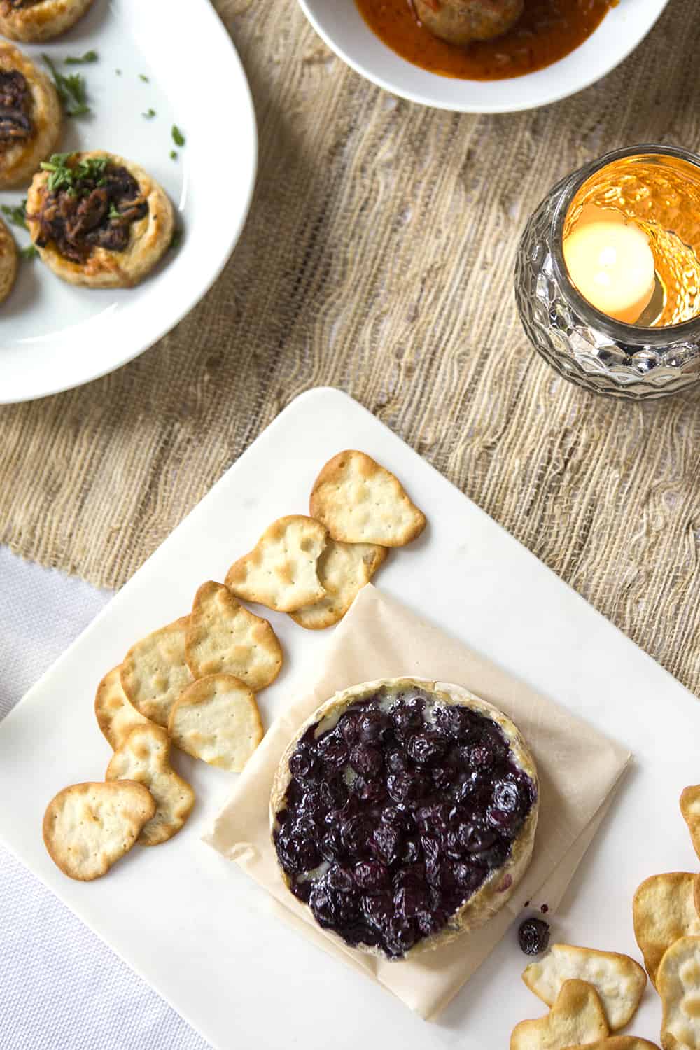 Baked Brie with Wine-Soaked Blueberries