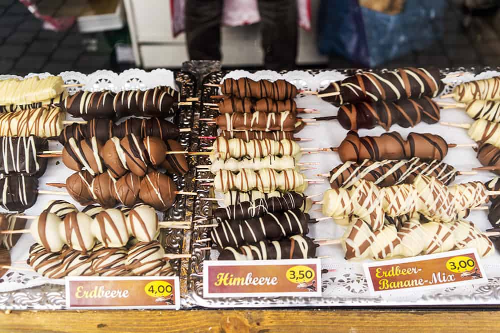 Chocolate covered fruit skewers