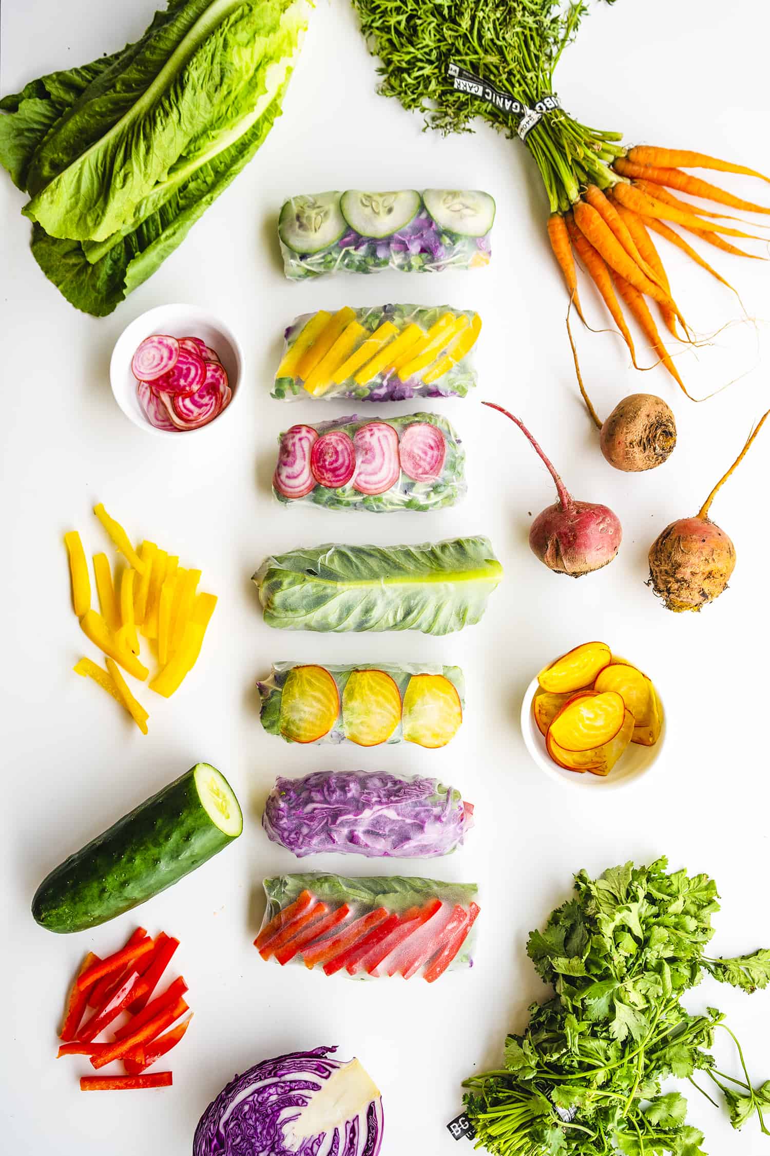 Colorful veggie spring rolls 