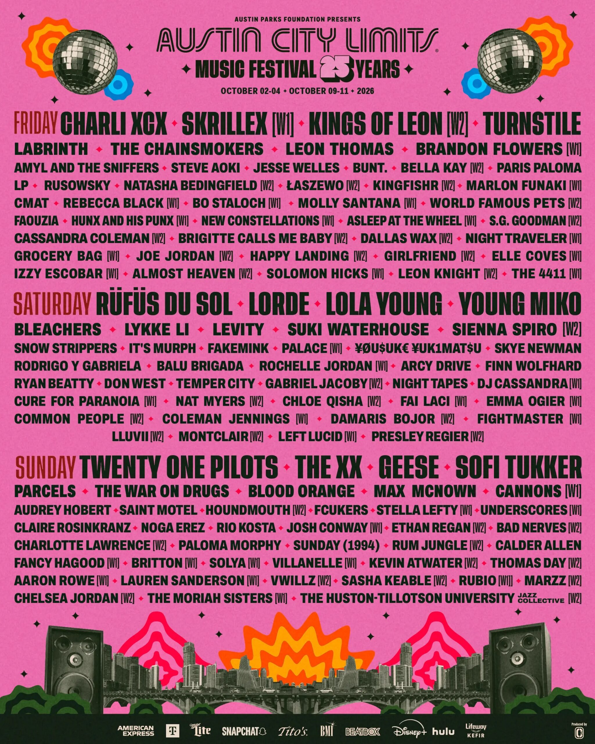 Austin City Limits ACL 2026 line up