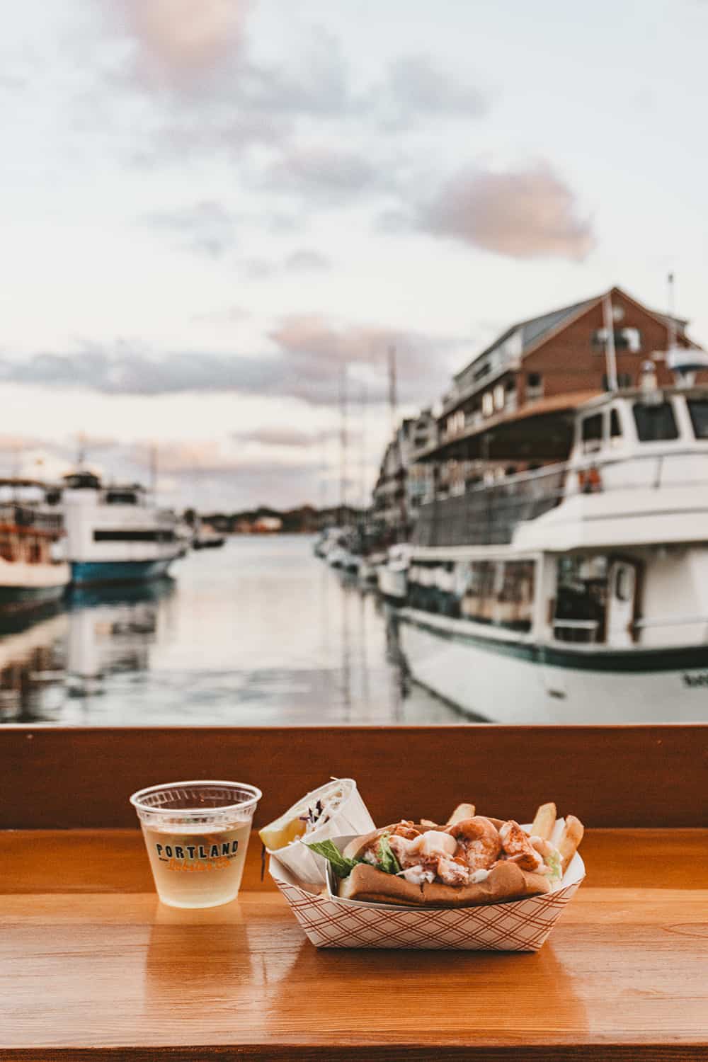 Lobster roll at Portland Lobster Co in Portland Maine