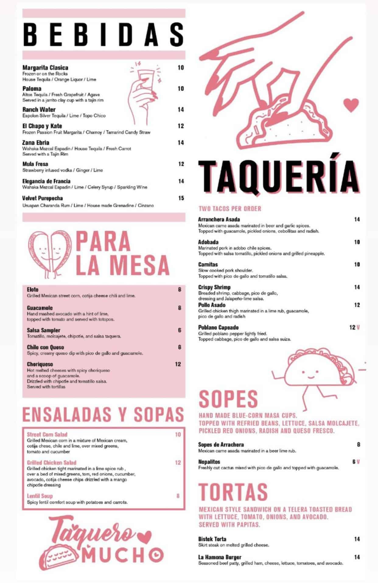 Taquero Mucho menu