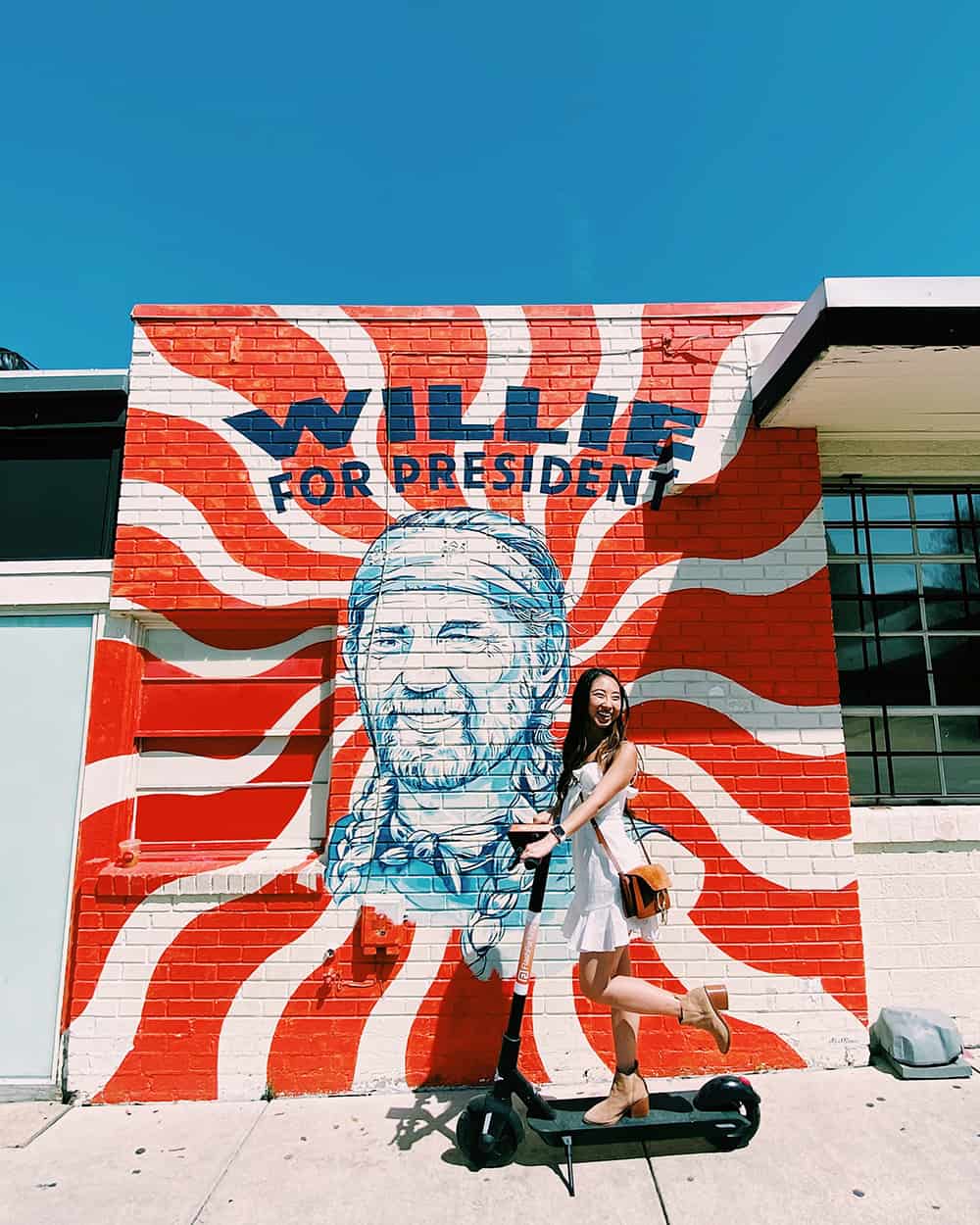 Wilie Nelson mural in Austin TX