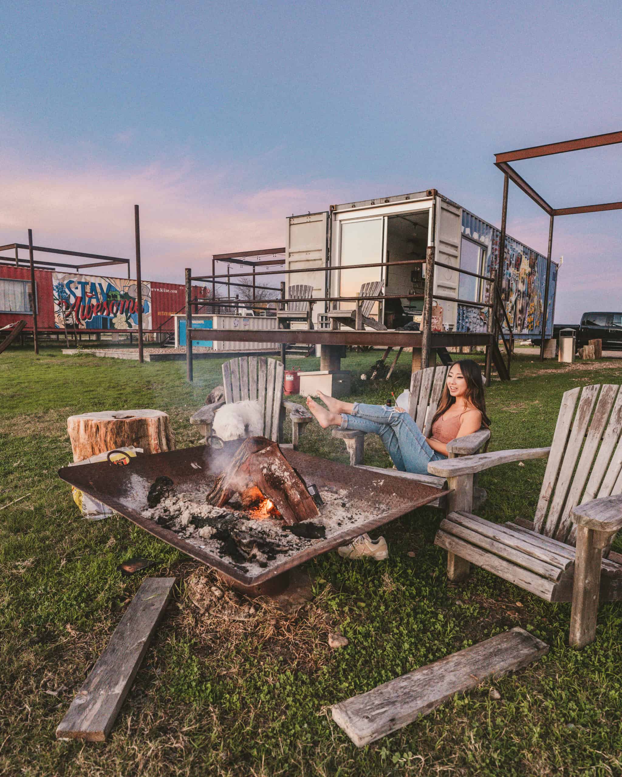 Flophouze shipping container glamping in Round Top Texas