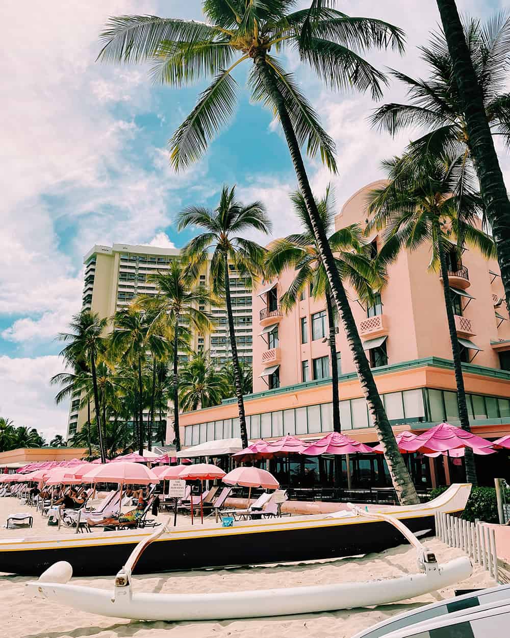 Pink hotel at Waikiki Beach