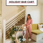 Holiday bar cart with prosecco and champagne